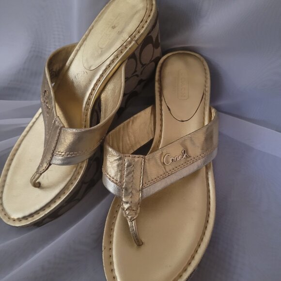 Coach Metallic Gold Women's Sandals - Picture 3 of 12